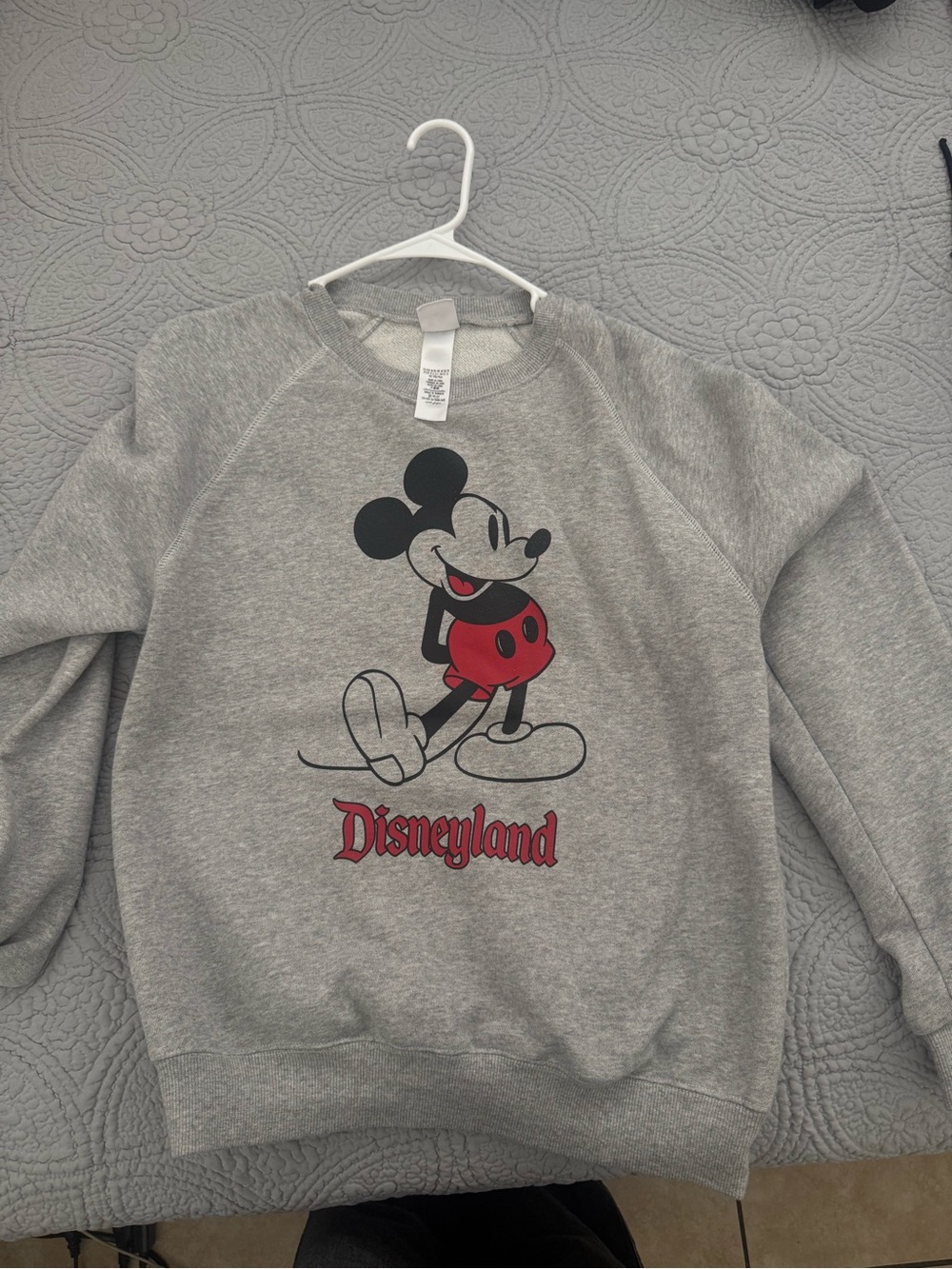 Disney Gray Crewneck Sweatshirt with Red Mickey Graphic